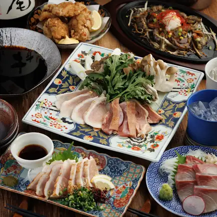 ［極みの地鶏すきしゃぶコース］全9品 2.5時間飲み放題付 7000円