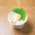 Pickled cream cheese in miso