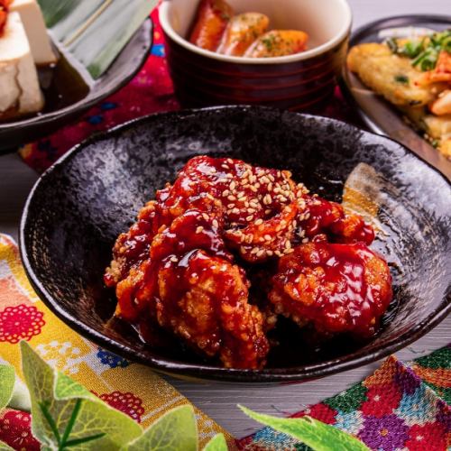 Yangnyeom chicken/kimchi pancake each
