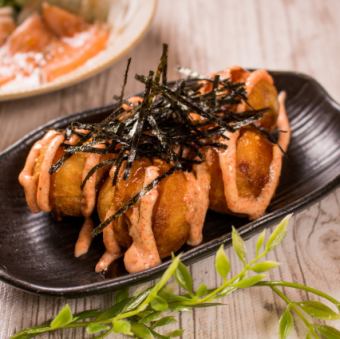 Deep fried takoyaki (with cod roe and mayonnaise)