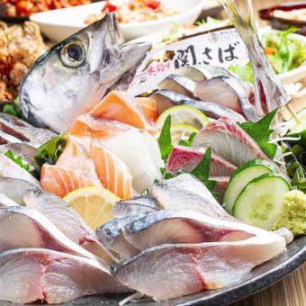 《NEW》【プレミアムコース】+【豪華肉盛りプレート】+【豪華関サバ姿造り刺身盛】付! 6500円!