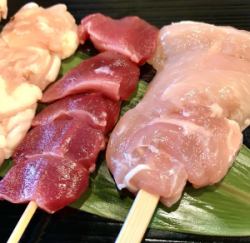 Domestic chicken skewers menu