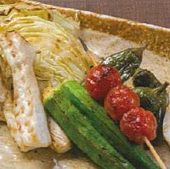 Robatayaki platter of prefectural vegetables and seasonal vegetables