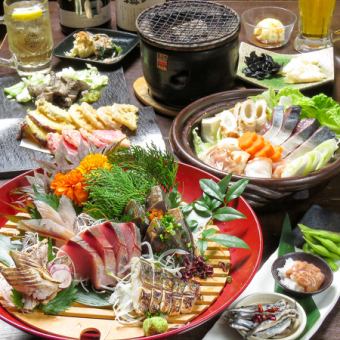 【最適合歡迎會！】千葉縣食材，生魚片，雞肉鰍，120分鐘無限暢飲5,000日元「特別套餐」9道菜