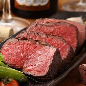 【お得な定番】自慢のリブロースを堪能!嬉しい平日3時間飲み放題付き♪8品4500円(税込)