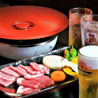 [All-you-can-eat Yakiniku course] All-you-can-eat pork raised in Lake Hamana, 1 drink included, 4000 yen for 90 minutes