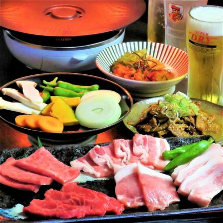 [Cooking only/Yakiniku Premium Course] 7,000 yen (tax included) with luxury Mineno beef platter