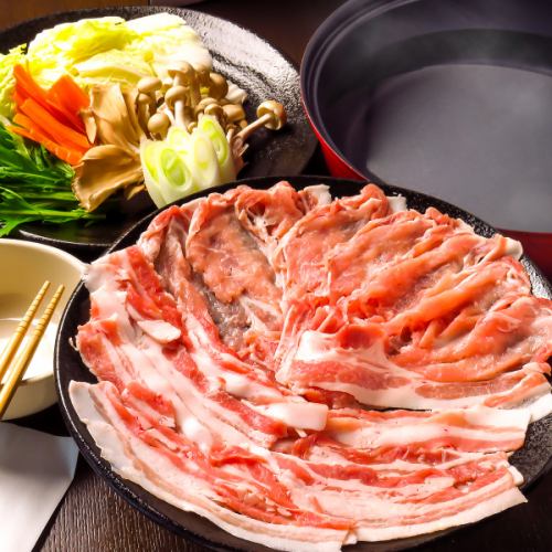 【豬肉涮鍋套餐】涮肉拼盤、蔬菜拼盤、油炸食品拼盤等【共7道菜】含120分鐘無限暢飲6,000日元