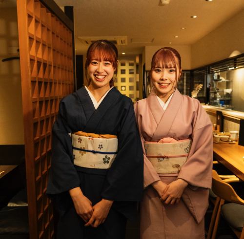 Hospitality from kimono-clad staff