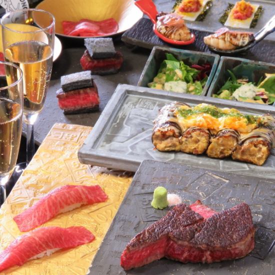 You can enjoy creative dishes centered on Japanese beef and unique wines that match it!