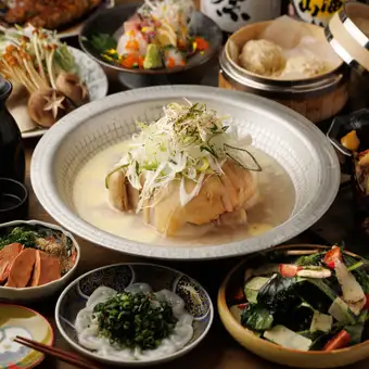 歓送迎会に【鳥一代名物参鶏湯+希少部位胸トロ<松コース>】2H飲み放題付全8品6000円(税込6600円)