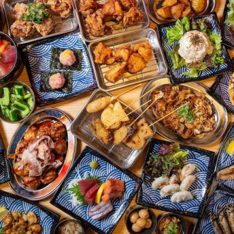 Limited to 3 groups per day◇ All-you-can-eat and drink for 120 minutes with over 100 varieties of yakitori and fried chicken, 3500 yen ⇒ 2000 yen! Private rooms with noren curtains available