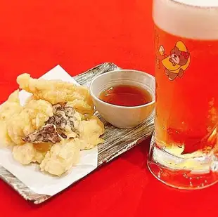 大阪名物！国産牛ホルモン天セット（お好きなドリンク１杯付）