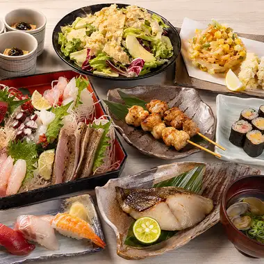 【夏季限定】豊洲鮮魚7種盛り・鱧天ぷら・特選にぎり寿司を楽しむ全9品コース