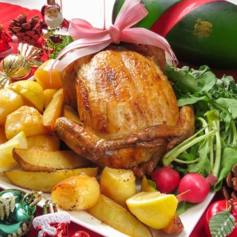 お電話にて受付◆Xmas限定テイクアウト◆ローストチキン　ご自宅でのパーティーに♪　4500円