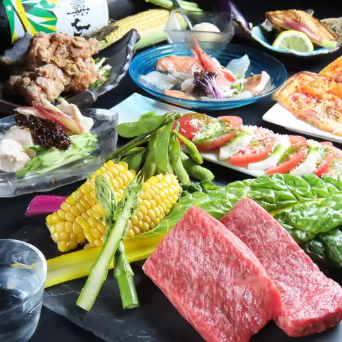 ご宴会3800円コース【2H飲放付】こころ定番コースです★夏野菜のカレーピザ等7品3800円(税込)