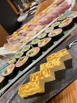 We also have a wide variety of nigiri sushi and rolled sushi.