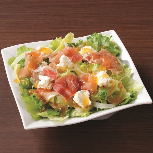 Special salad of raw ham and cream cheese
