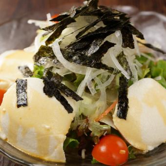 Homemade yuzu tofu salad