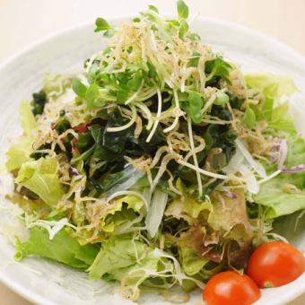 Seaweed salad with cracked radish and jaco