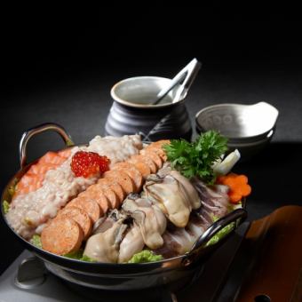 【2時間飲み放題付】豪華ドッカリ刺身盛り合わせと人気の痛風鍋コース　8,000円(税込)