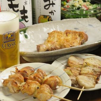 Chicken head skewer main course with all-you-can-drink draft beer 4,210 yen → 3,500 yen