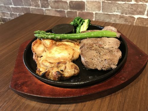 Misuji steak 200g and chicken thigh grilled with salt koji