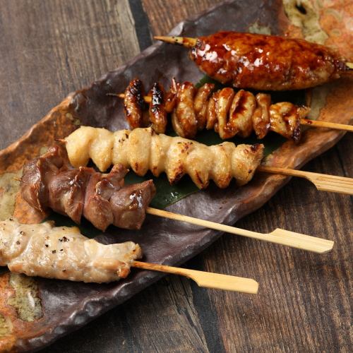 Assortment of five types of skewers