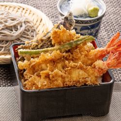 Set of sesame soba and shrimp tenju (cold soba)