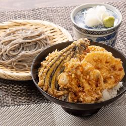 Takeout only) Sesame soba and vegetable tempura set (cold soba)