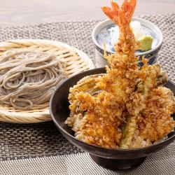Set of sesame soba and tempura bowl (chilled soba)