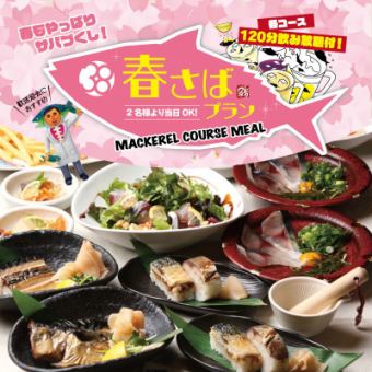 2時間飲み放題付◆日~木限定！さばの塩焼き・ごま鯖等全9品『おつかれサバ★プラン』4400円