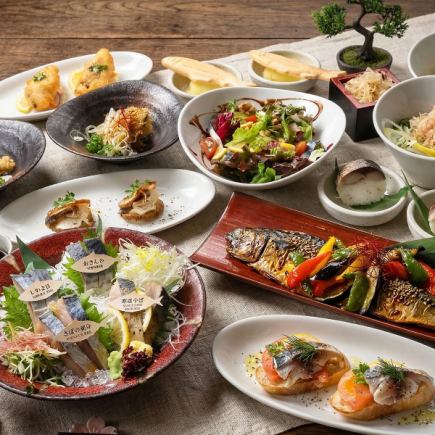 【お料理のみ】当日OK！カルテット盛りや目の前で炙るさば寿司等全10品『OMAKASEプラン』5500円