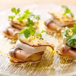 Smoked mackerel and smoked pickled radish with cream cheese