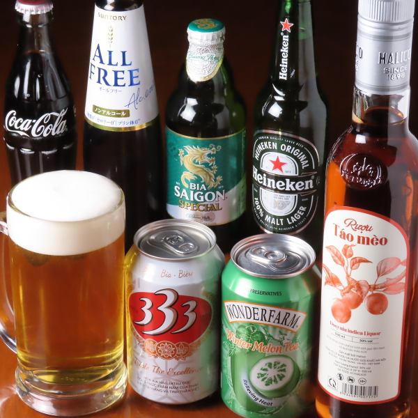 【種類豊富なドリンク】生ビール、サワー、ベトナムのお酒など、各種取り揃えています♪