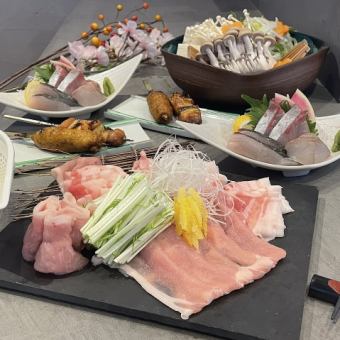 【各種ご宴会にお勧め】100分飲み放題付き全8品豚しゃぶコース 5500円（税込）！