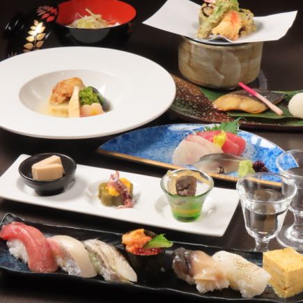 【ちょっと贅沢に★8500円コース】季節の握り寿司８貫+三陸産鮮魚お造り/旬の逸品等全15品