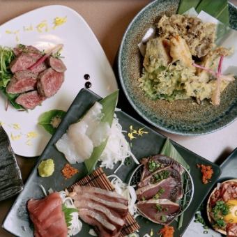 直送鮮魚3点×肉寿司2種×和牛ステーキ-贅沢和牛コース-【3時間飲み放題】※金土祝前日2.5時間制