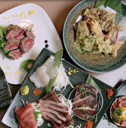 直送鮮魚3点×肉寿司2種×和牛ステーキ-贅沢和牛コース-【3時間飲み放題】※金土祝前日2.5時間制