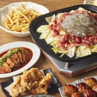 【生ビール付き飲み放題】いろいろな料理とお酒が楽しめる 鶏逸品&麻辣鶏鉄板コース