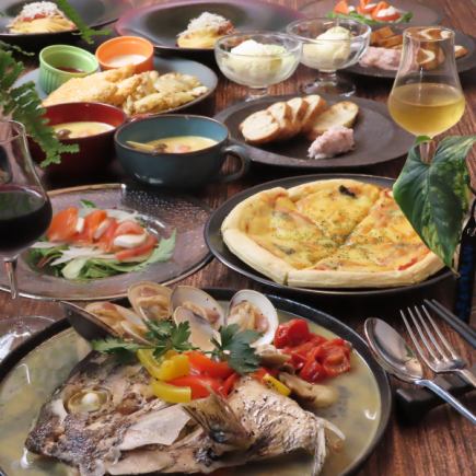 【2H飲放】生ハムカプレーゼ、茶碗蒸し、本日のパスタ、デザート等全7品+2H飲放:5,500円→5000円