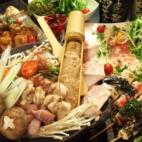【絕品！雞肉火鍋套餐】12道菜品含3小時無限暢飲5,500日圓（含稅）