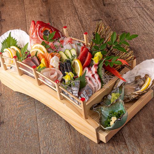 鮮魚のアーチ橋盛り