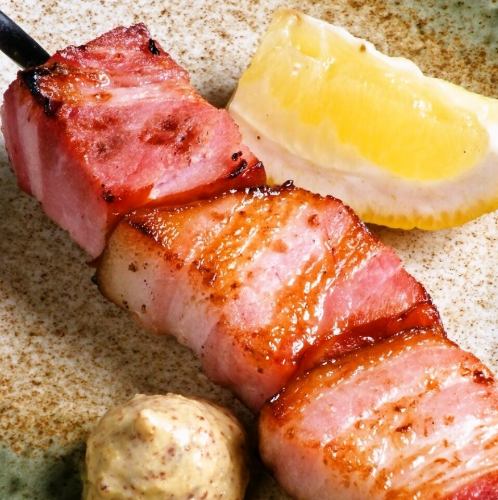 Thickly sliced!! Perilla pork bacon skewers