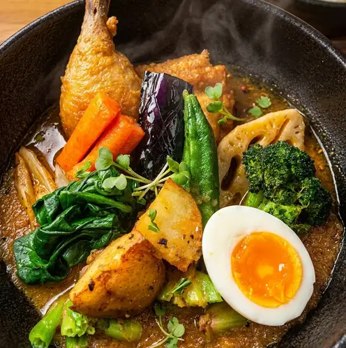 Soup curry with chicken leg