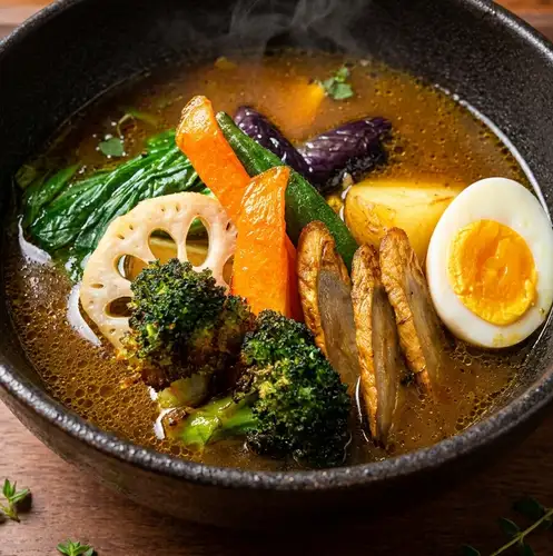 Soup curry with plenty of vegetables
