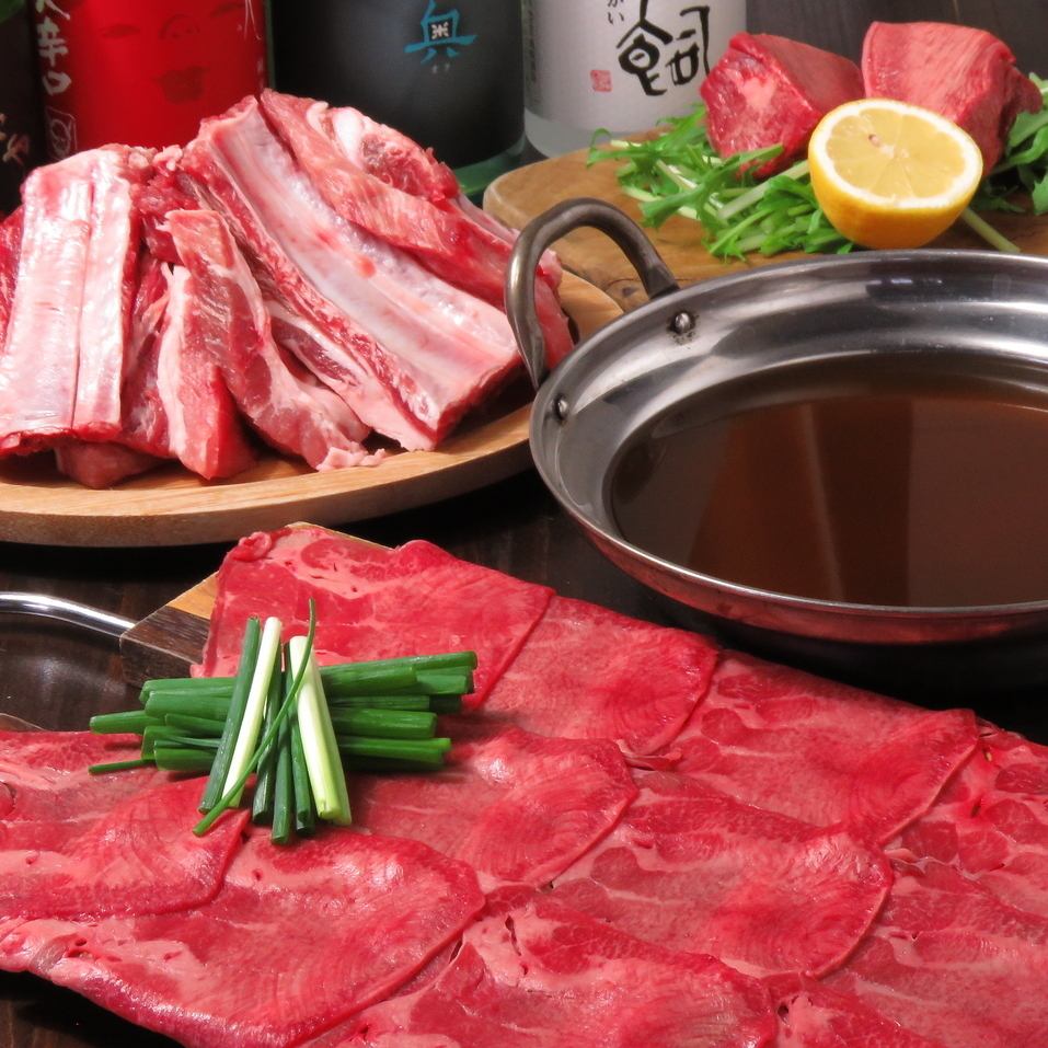 [Very popular] Kurume tongue shabu-shabu course (7 items in total) 4,980 yen with all-you-can-drink for 2 hours