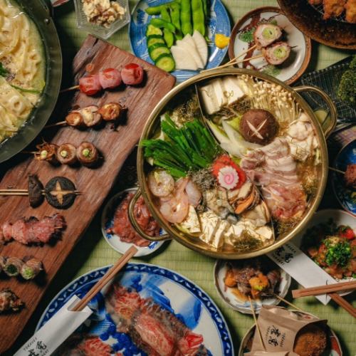 【宴会に人気】全8～10品2時間飲み放題付きコース、和牛肉寿司と鍋×飲み放題で120分大満喫♪