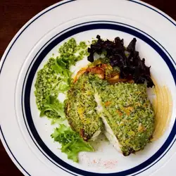 Grilled chicken with herb breadcrumbs