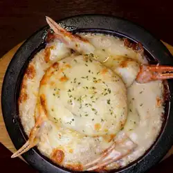 Roasted Awaji onions and crab miso gratin